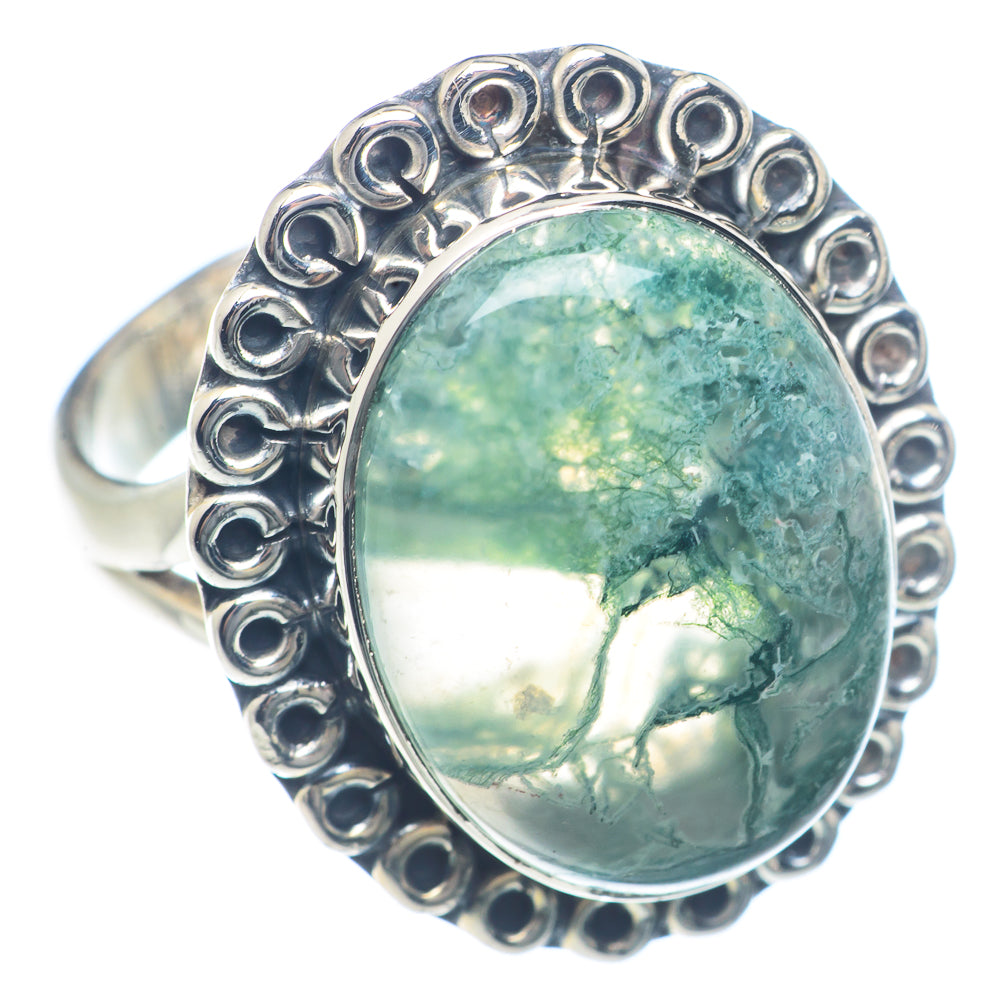 Green Moss Agate Rings handcrafted by Anasilvercos - RING71860