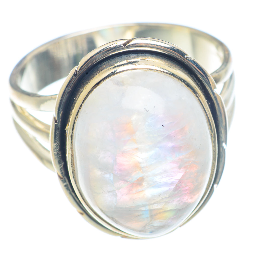Rainbow Moonstone Rings handcrafted by Anasilvercos - RING71883