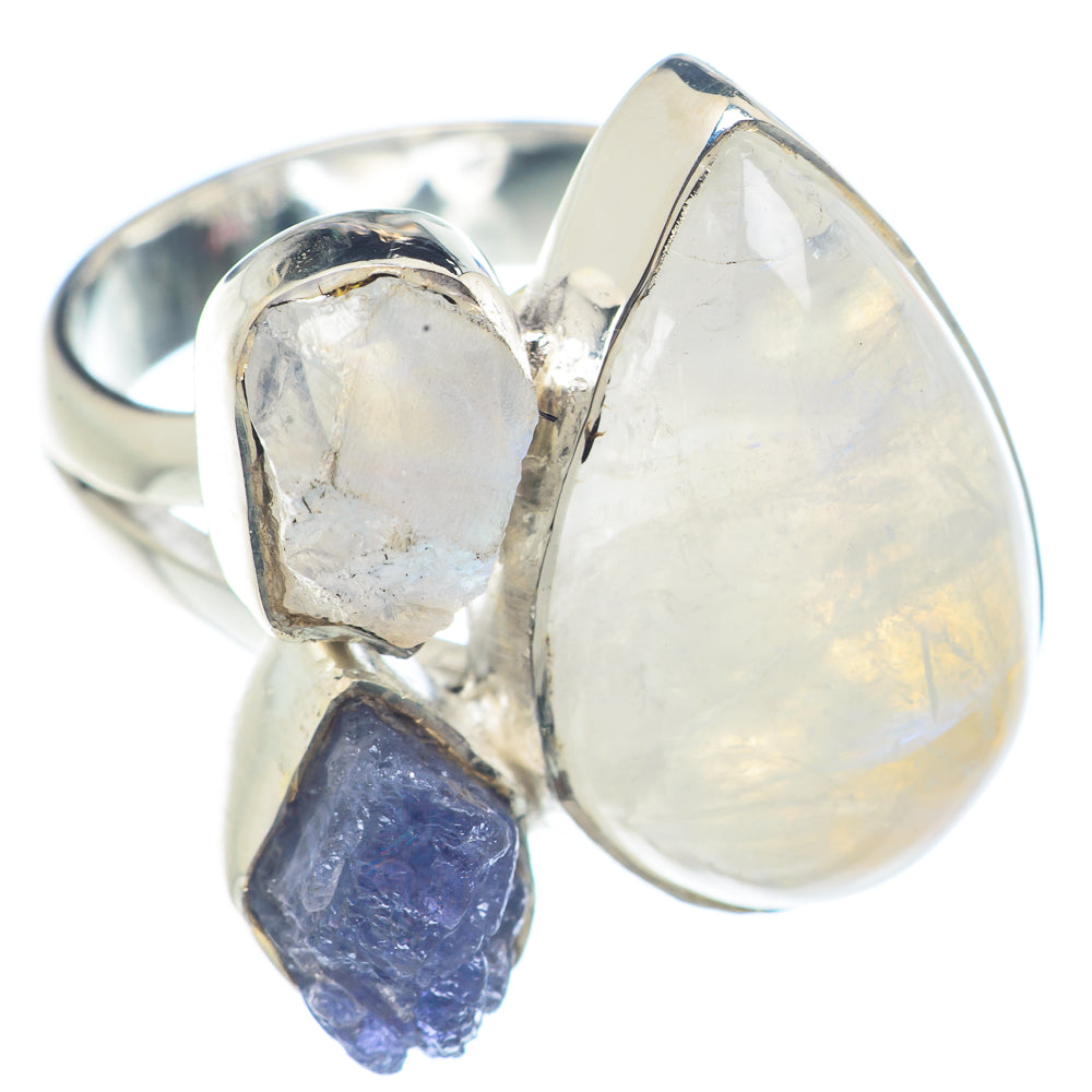 Rainbow Moonstone Rings handcrafted by Anasilvercos - RING71885
