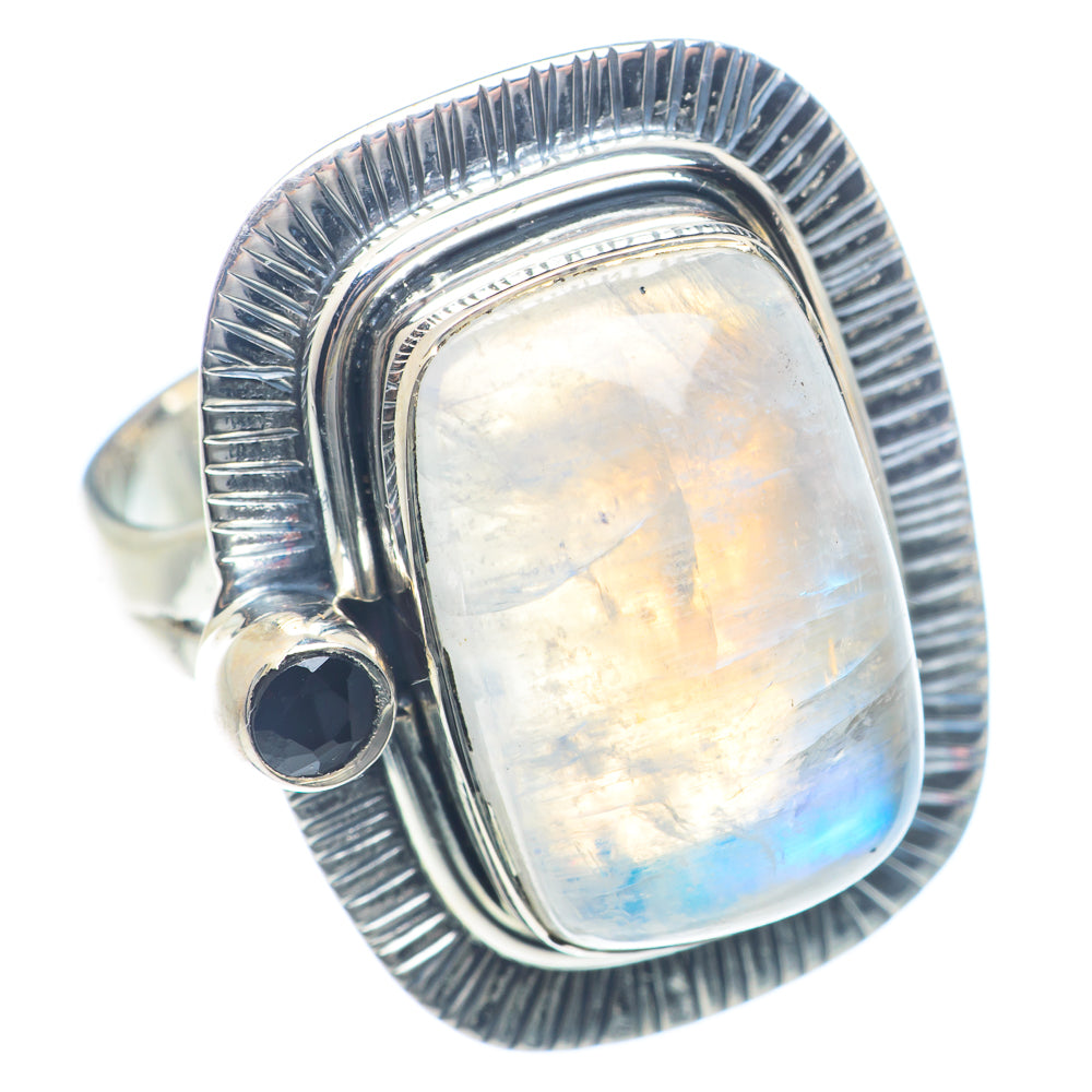 Rainbow Moonstone Rings handcrafted by Anasilvercos - RING71886
