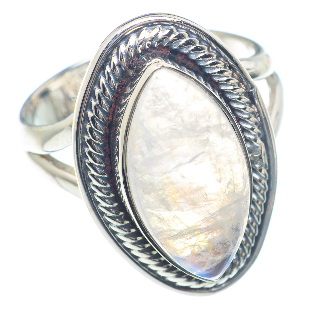 Rainbow Moonstone Rings handcrafted by Anasilvercos - RING71887