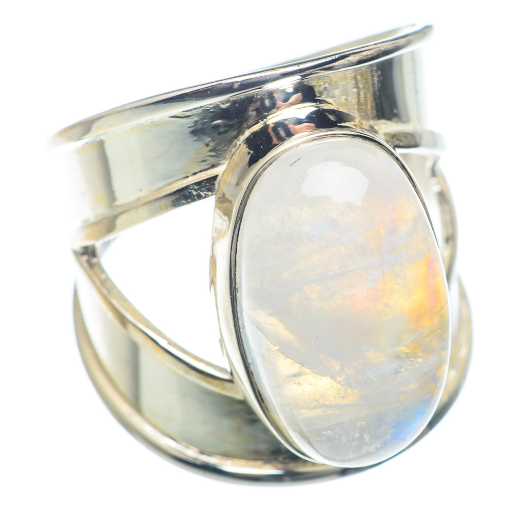 Rainbow Moonstone Rings handcrafted by Anasilvercos - RING71957