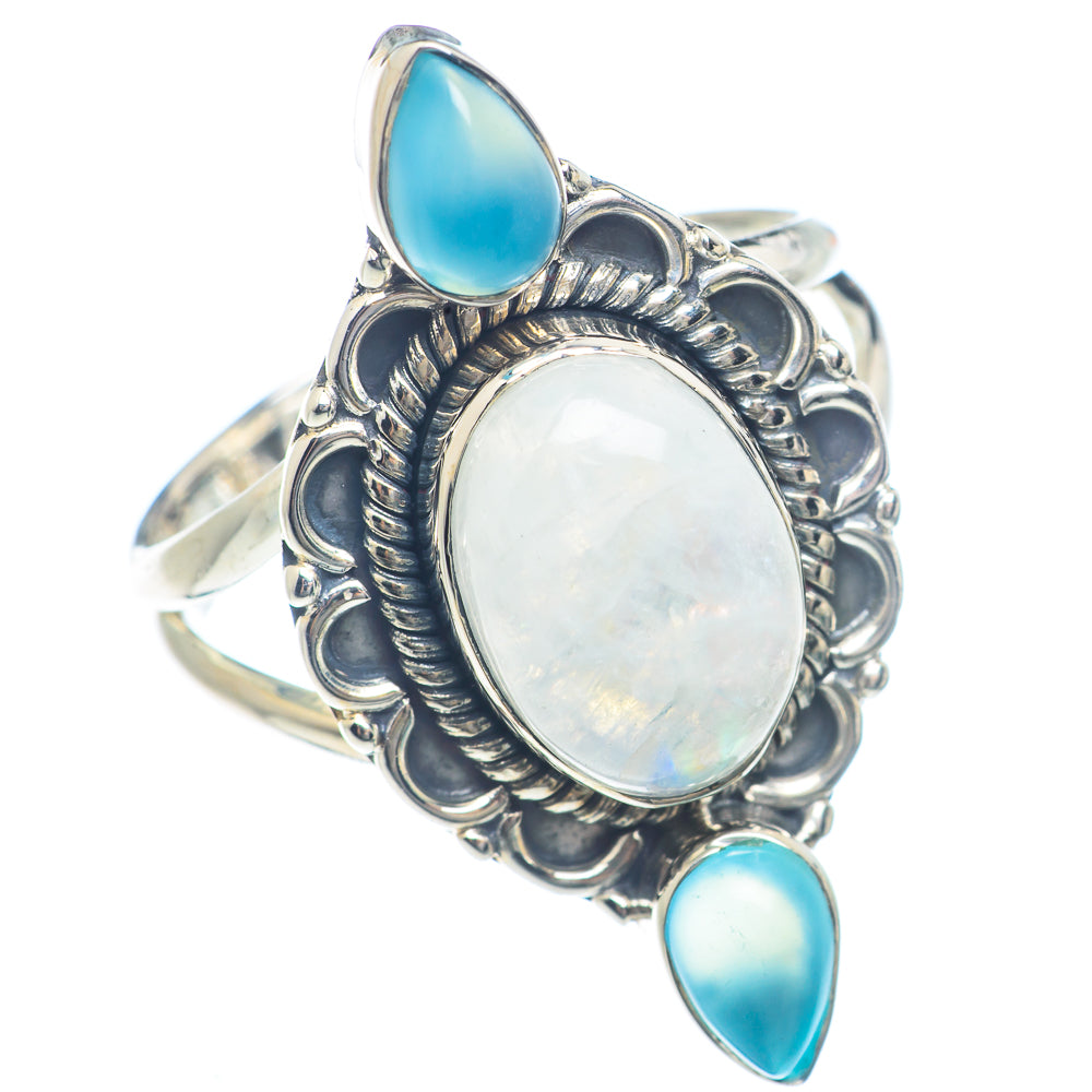 Rainbow Moonstone Rings handcrafted by Anasilvercos - RING71962