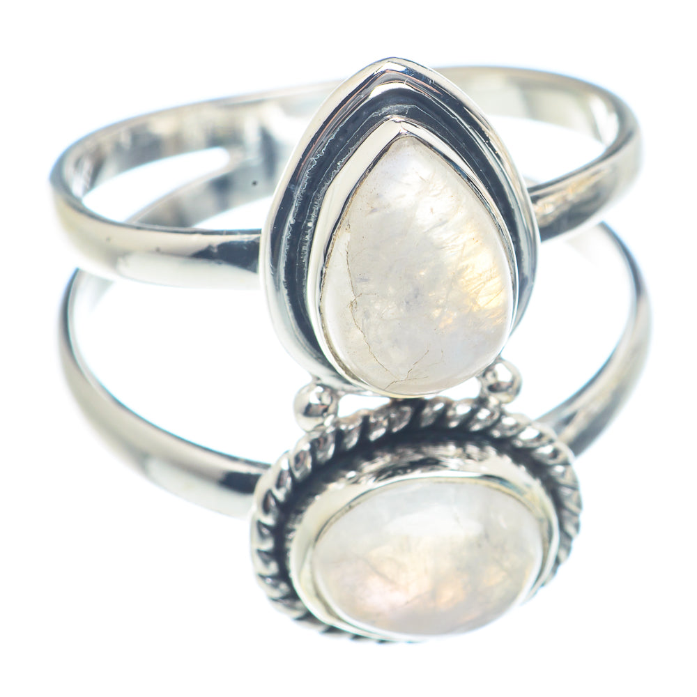 Rainbow Moonstone Rings handcrafted by Anasilvercos - RING71991
