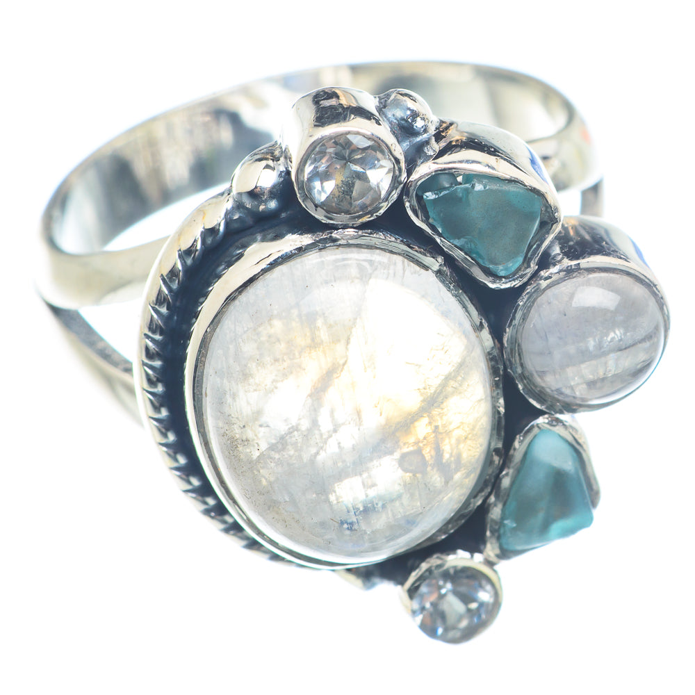 Rainbow Moonstone Rings handcrafted by Anasilvercos - RING71995