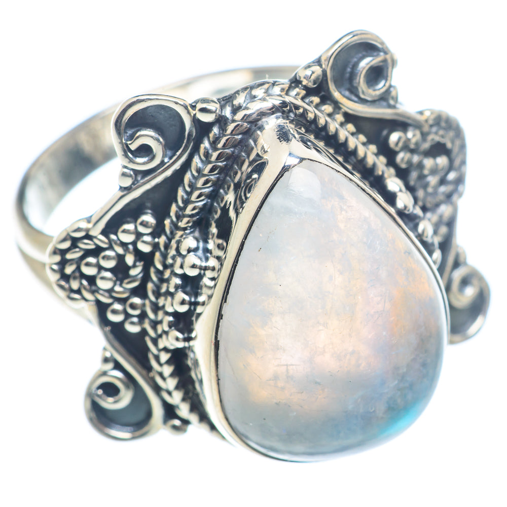 Rainbow Moonstone Rings handcrafted by Anasilvercos - RING72025