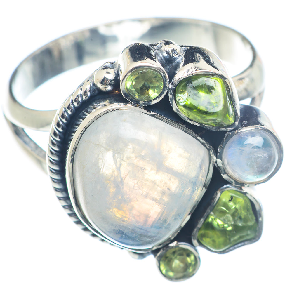 Rainbow Moonstone Rings handcrafted by Anasilvercos - RING72040