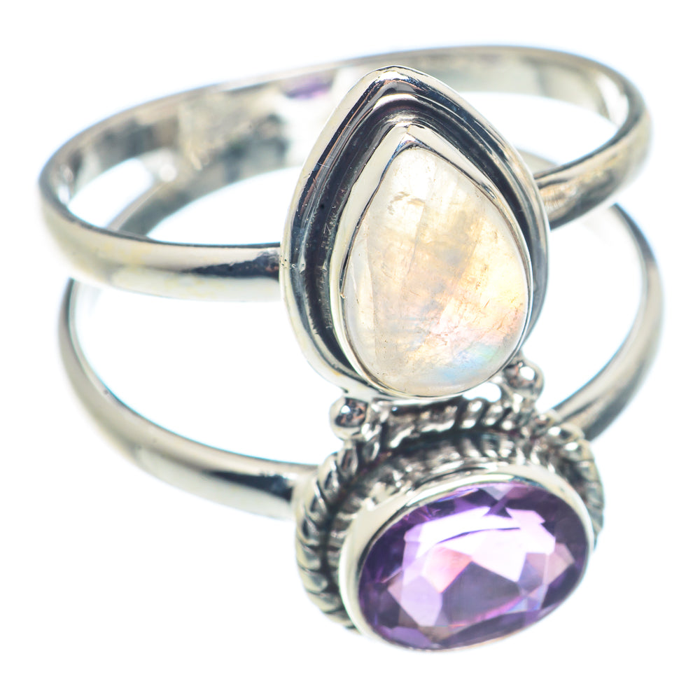 Rainbow Moonstone Rings handcrafted by Anasilvercos - RING72057