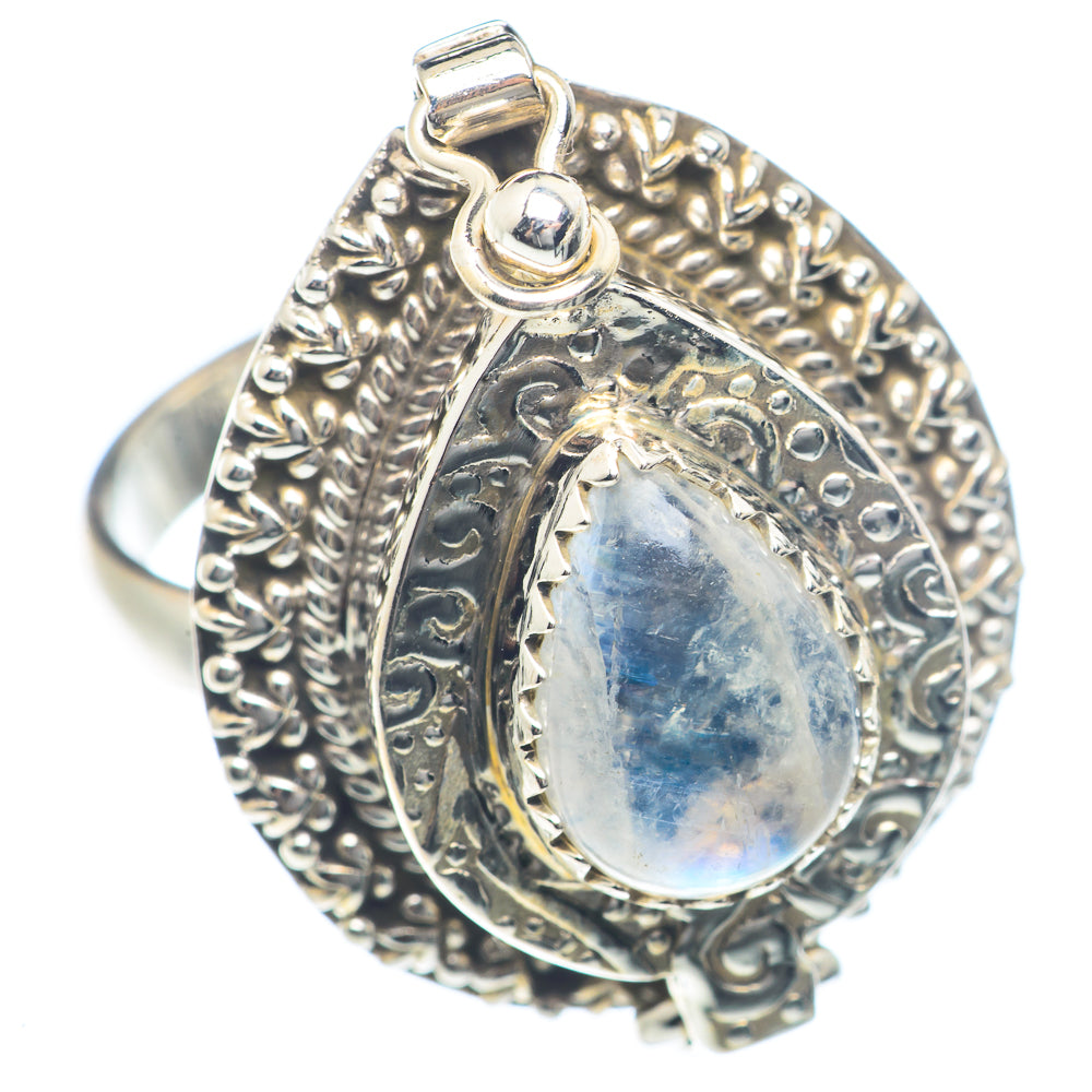 Rainbow Moonstone Rings handcrafted by Anasilvercos - RING72068