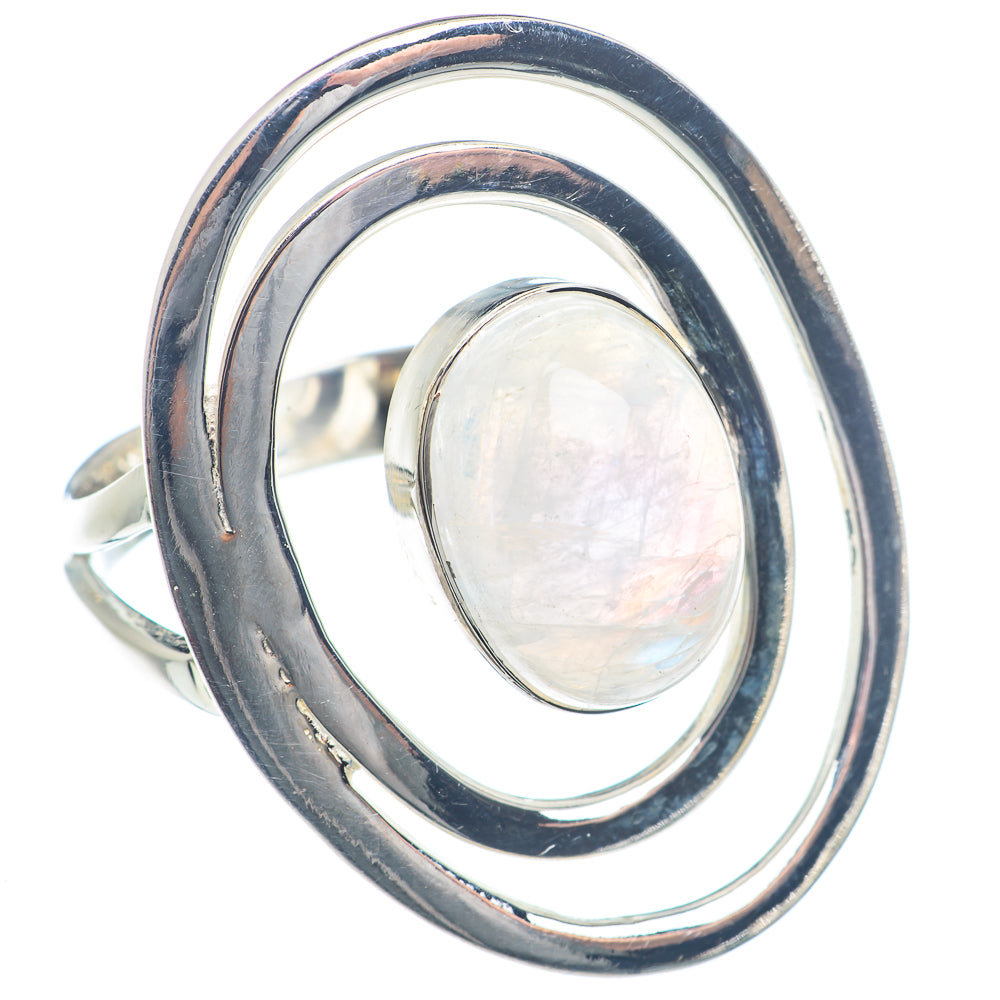 Rainbow Moonstone Rings handcrafted by Anasilvercos - RING72069