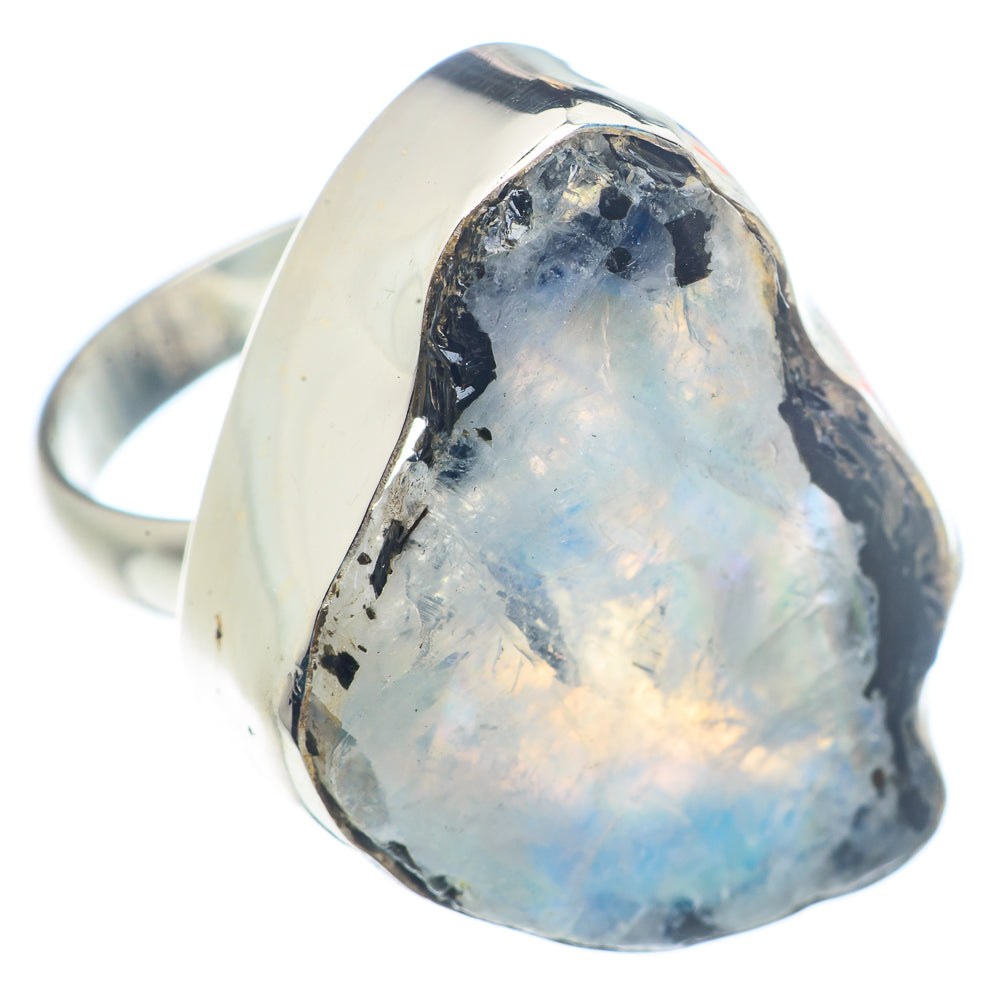 Rainbow Moonstone Rings handcrafted by Anasilvercos - RING72071
