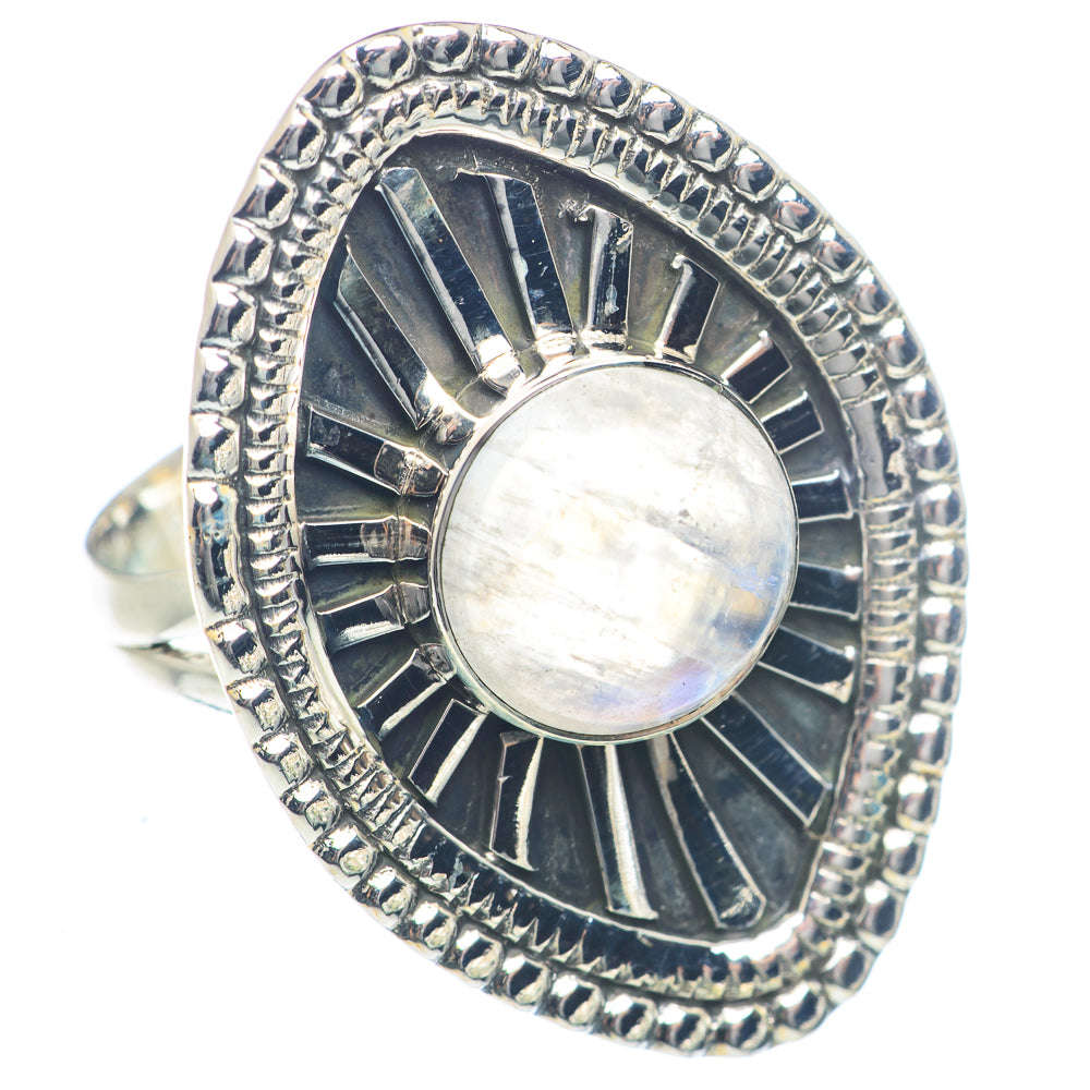 Rainbow Moonstone Rings handcrafted by Anasilvercos - RING72117