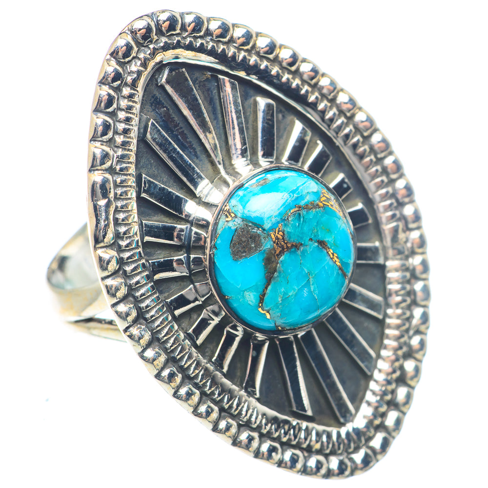 Blue Copper Composite Turquoise Rings handcrafted by Anasilvercos - RING72122
