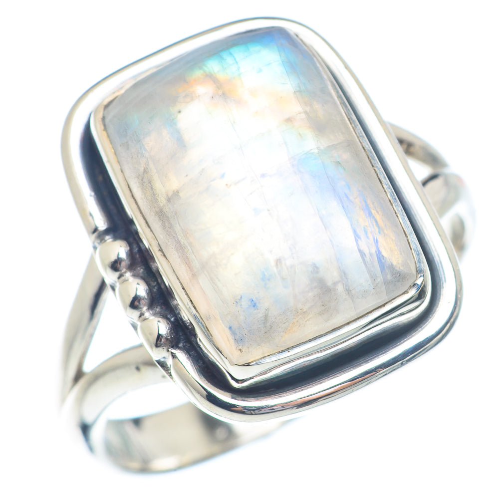 Rainbow Moonstone Rings handcrafted by Anasilvercos - RING72171