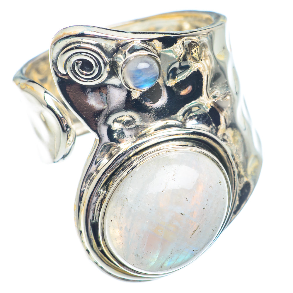 Rainbow Moonstone Rings handcrafted by Anasilvercos - RING72172