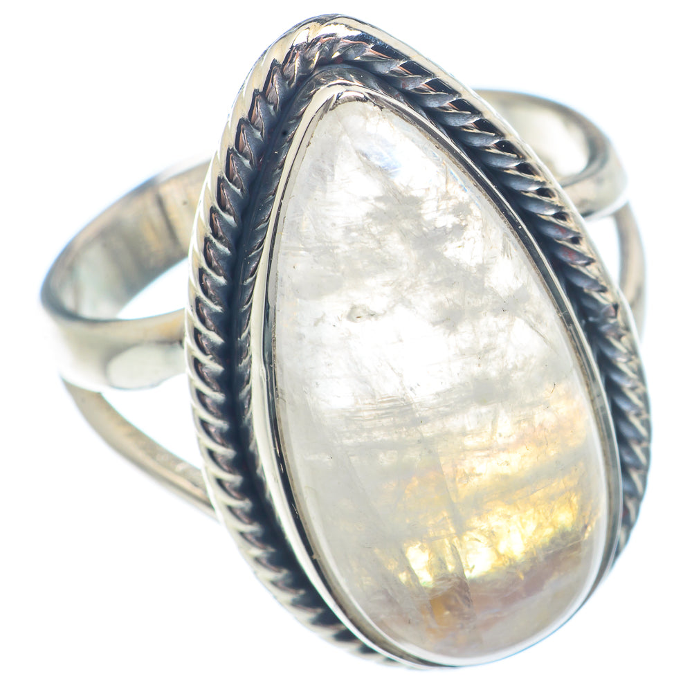 Rainbow Moonstone Rings handcrafted by Anasilvercos - RING72174
