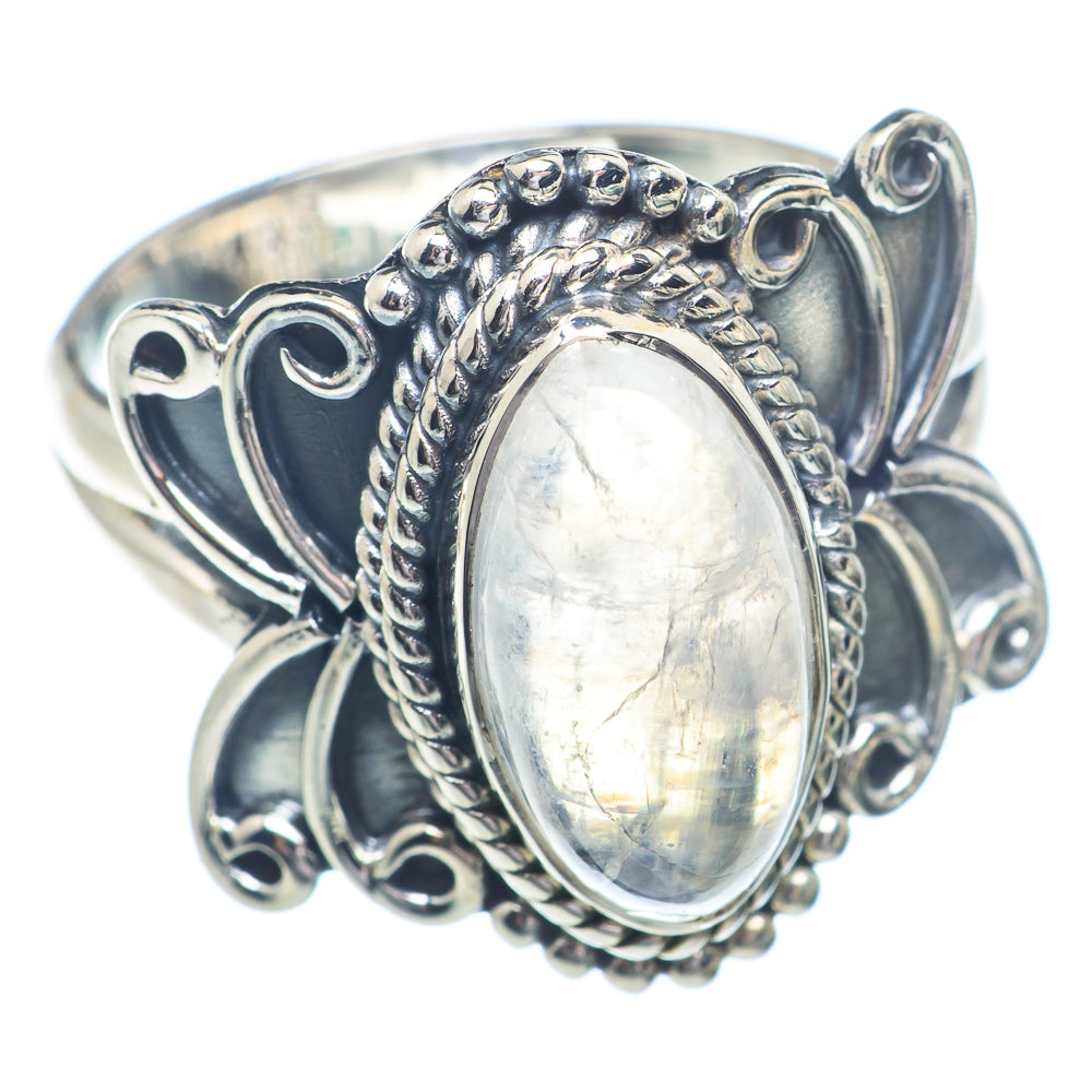 Rainbow Moonstone Rings handcrafted by Anasilvercos - RING72212