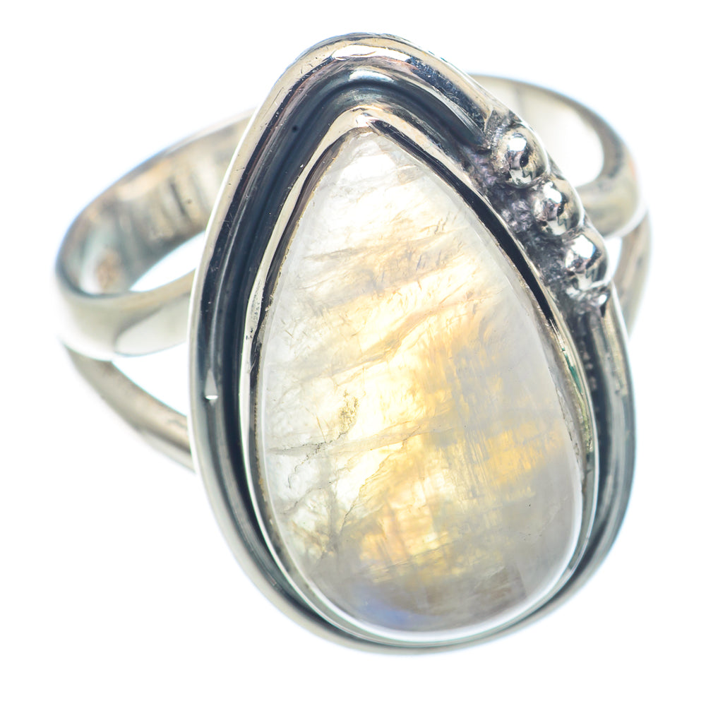Rainbow Moonstone Rings handcrafted by Anasilvercos - RING72254