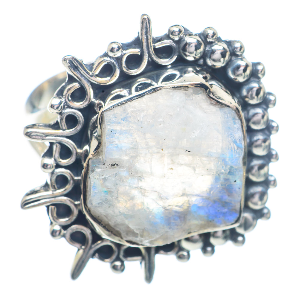 Rainbow Moonstone Rings handcrafted by Anasilvercos - RING72255