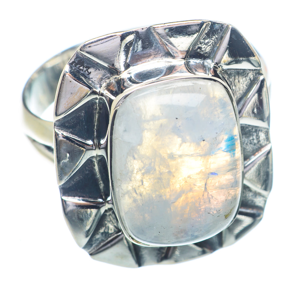 Rainbow Moonstone Rings handcrafted by Anasilvercos - RING72257