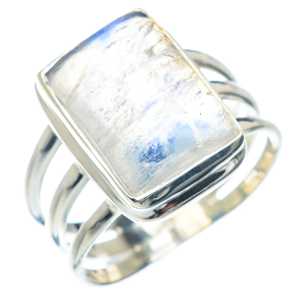 Rainbow Moonstone Rings handcrafted by Anasilvercos - RING72302