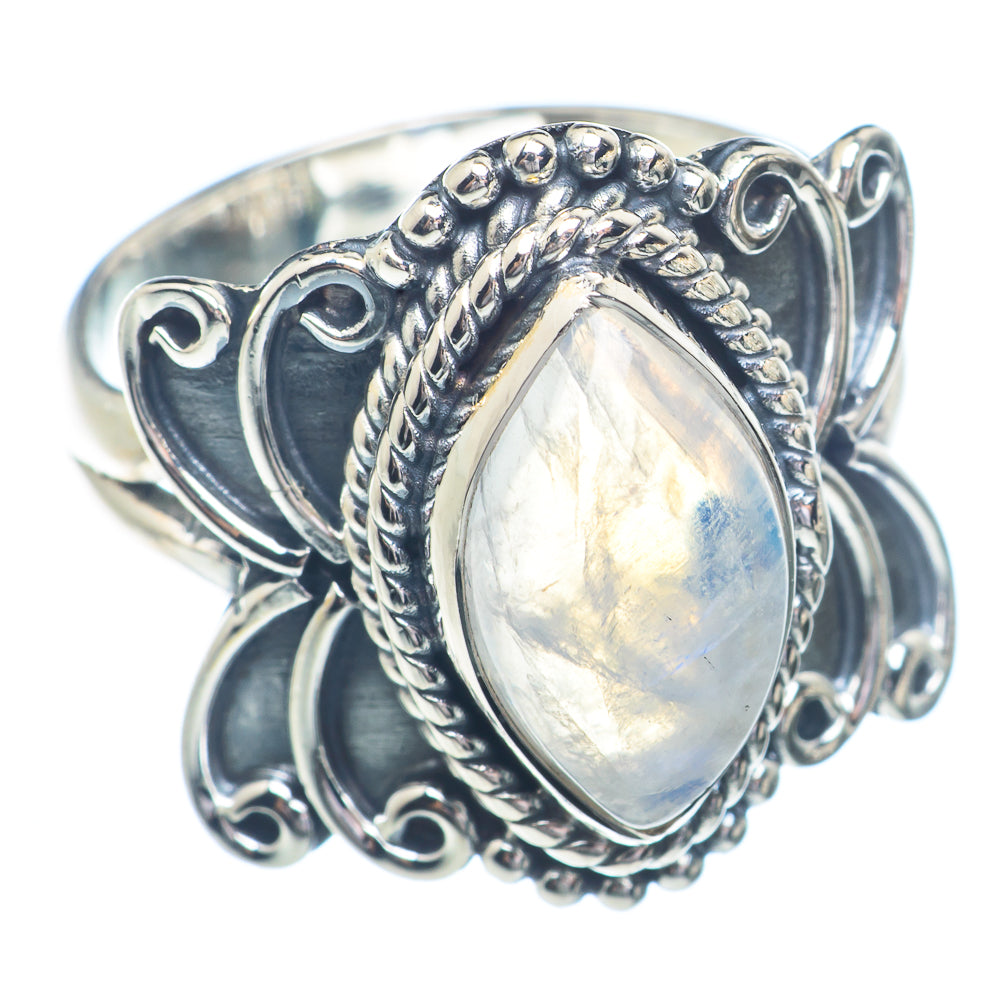 Rainbow Moonstone Rings handcrafted by Anasilvercos - RING72335