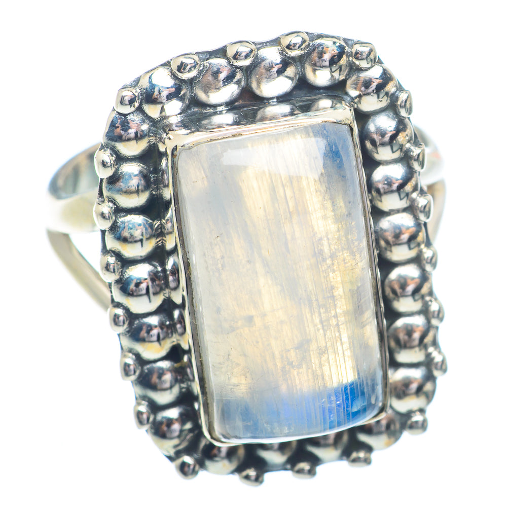 Rainbow Moonstone Rings handcrafted by Anasilvercos - RING72336
