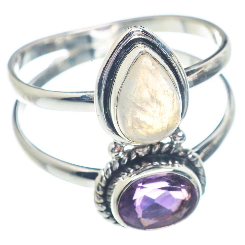 Rainbow Moonstone Rings handcrafted by Anasilvercos - RING72369