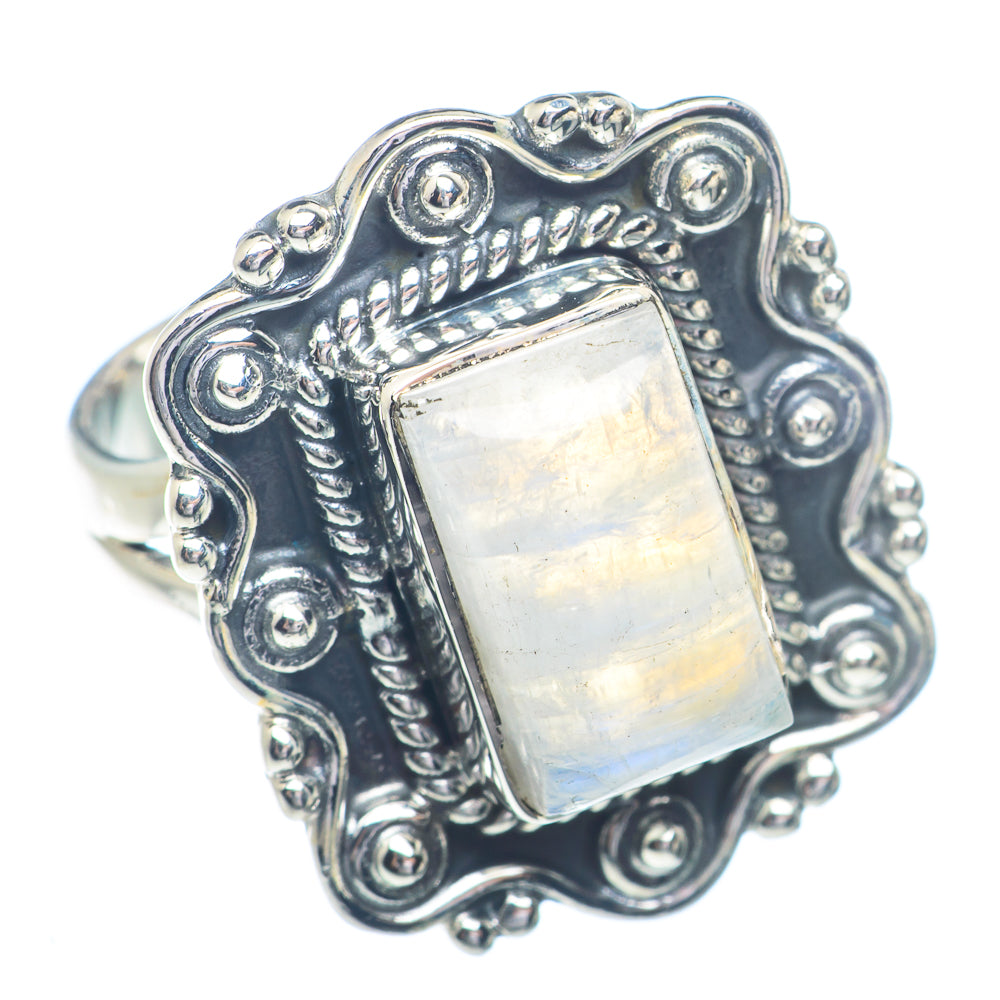 Rainbow Moonstone Rings handcrafted by Anasilvercos - RING72378