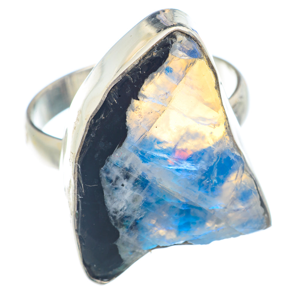 Rainbow Moonstone Rings handcrafted by Anasilvercos - RING72392