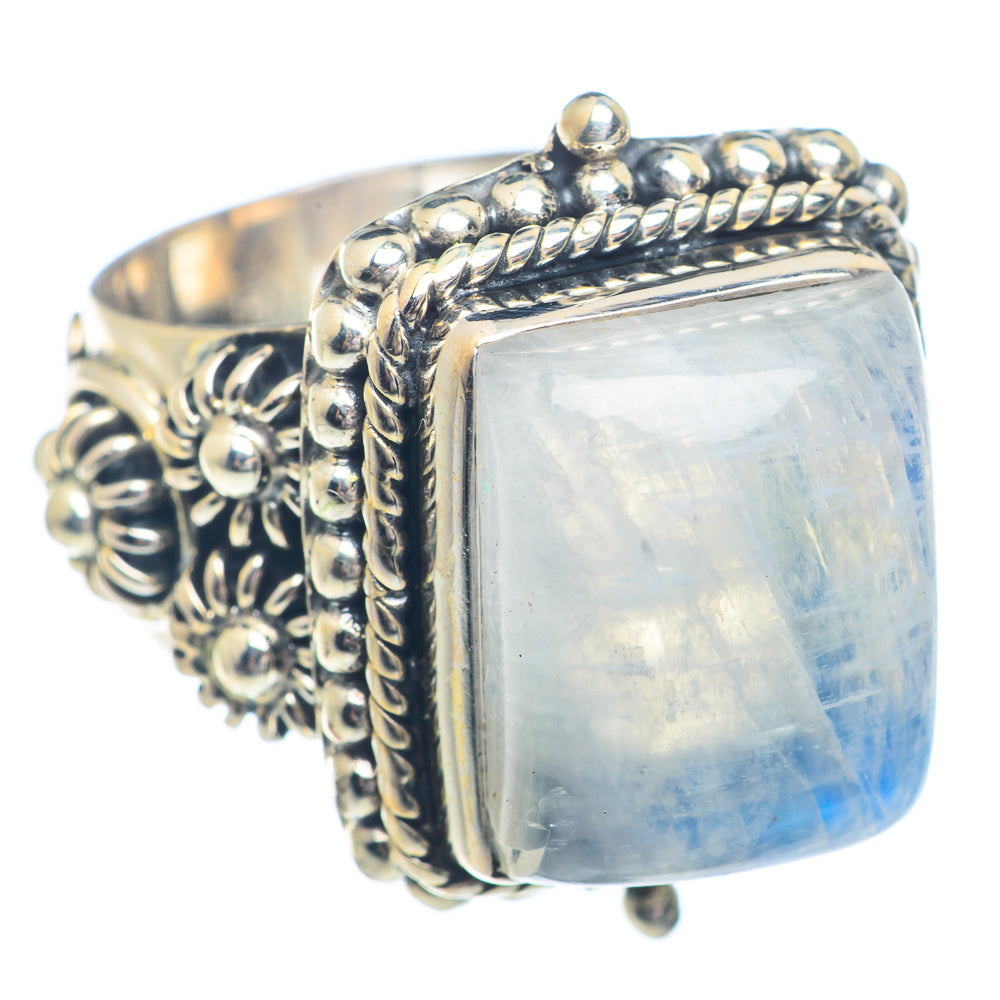 Rainbow Moonstone Rings handcrafted by Anasilvercos - RING72395