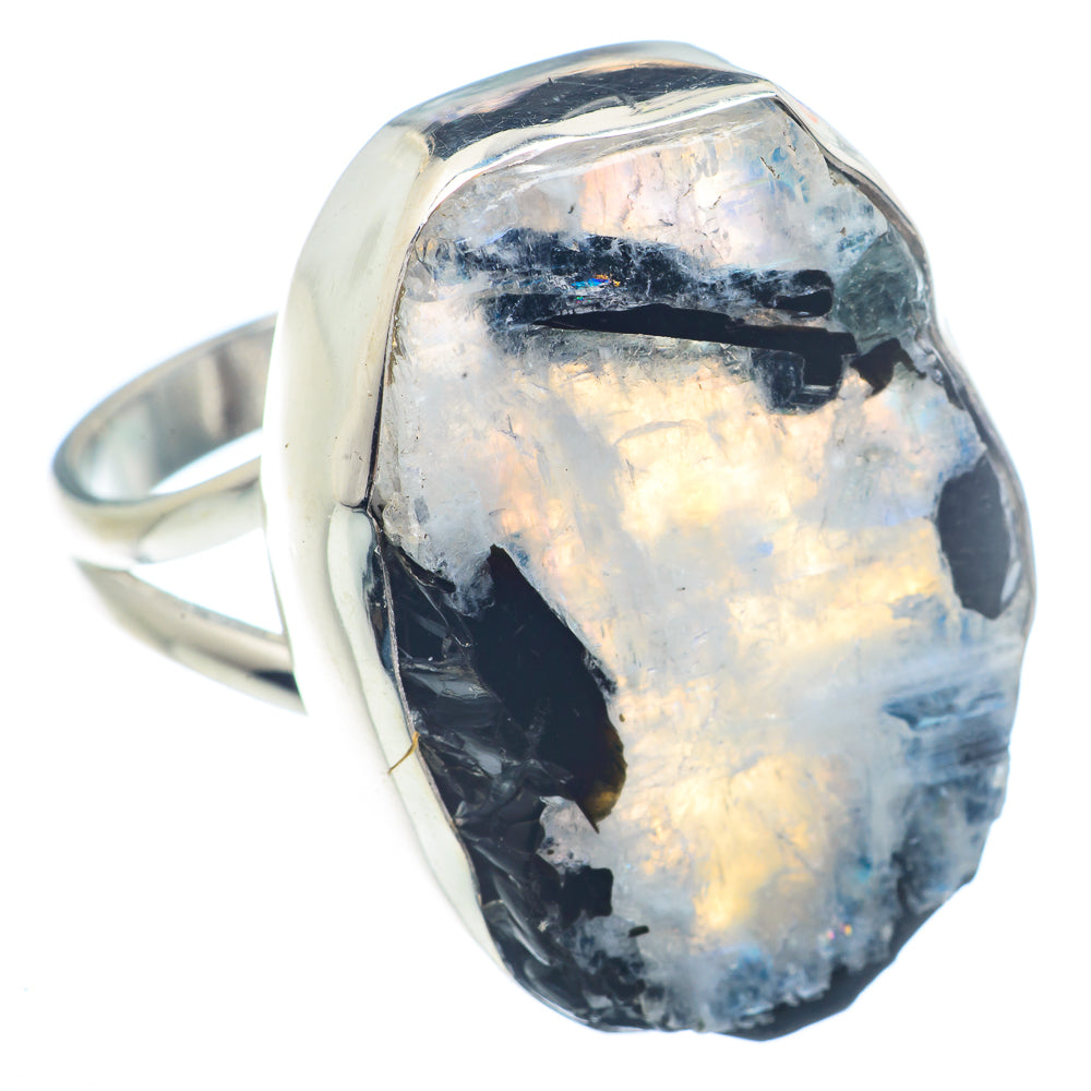 Rainbow Moonstone Rings handcrafted by Anasilvercos - RING72396