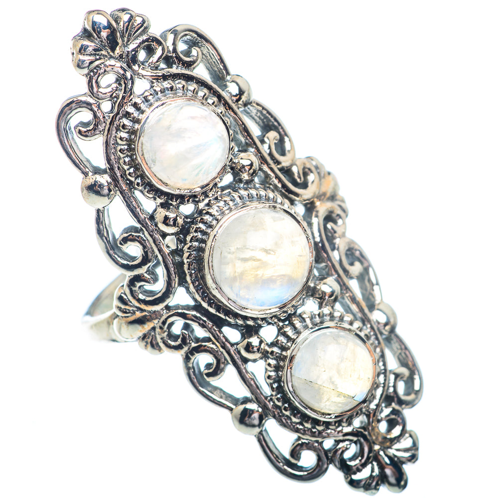 Rainbow Moonstone Rings handcrafted by Anasilvercos - RING72399