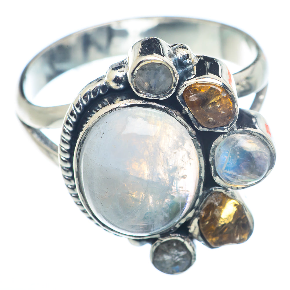 Rainbow Moonstone Rings handcrafted by Anasilvercos - RING72484