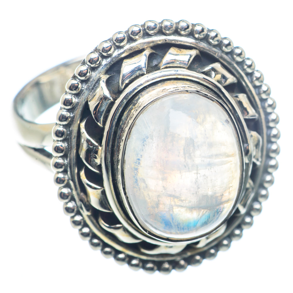 Rainbow Moonstone Rings handcrafted by Anasilvercos - RING72504