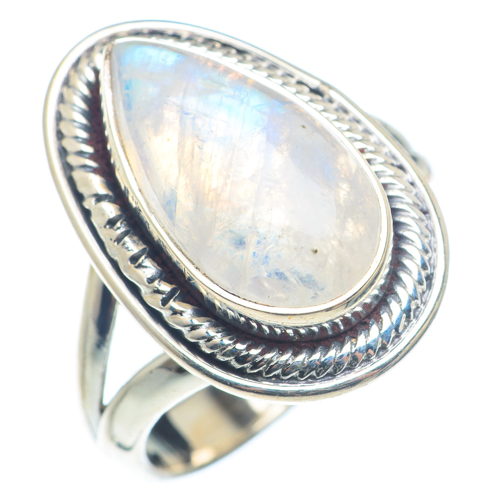 Rainbow Moonstone Rings handcrafted by Anasilvercos - RING72543