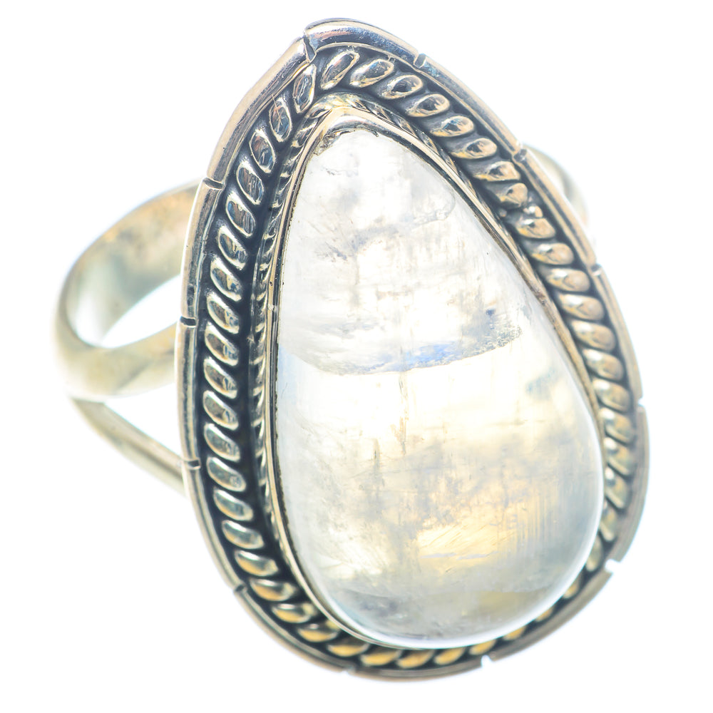 Rainbow Moonstone Rings handcrafted by Anasilvercos - RING72587