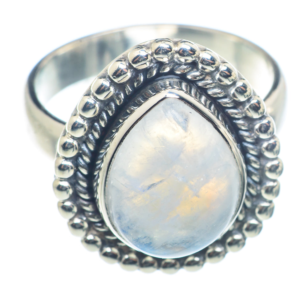 Rainbow Moonstone Rings handcrafted by Anasilvercos - RING72589