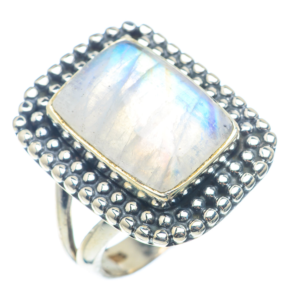 Rainbow Moonstone Rings handcrafted by Anasilvercos - RING72623