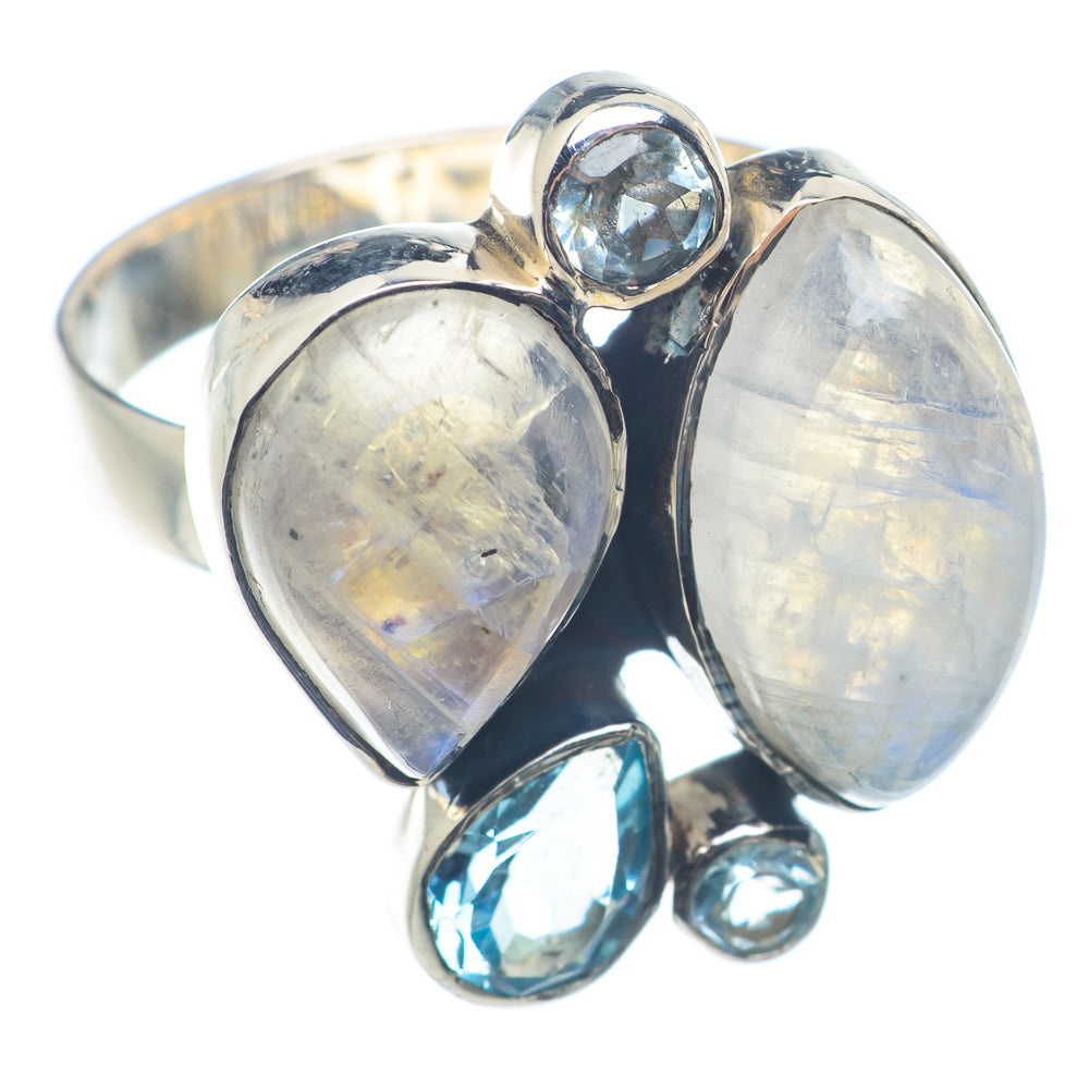 Rainbow Moonstone Rings handcrafted by Anasilvercos - RING72626