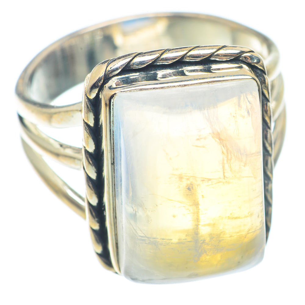 Rainbow Moonstone Rings handcrafted by Anasilvercos - RING72666