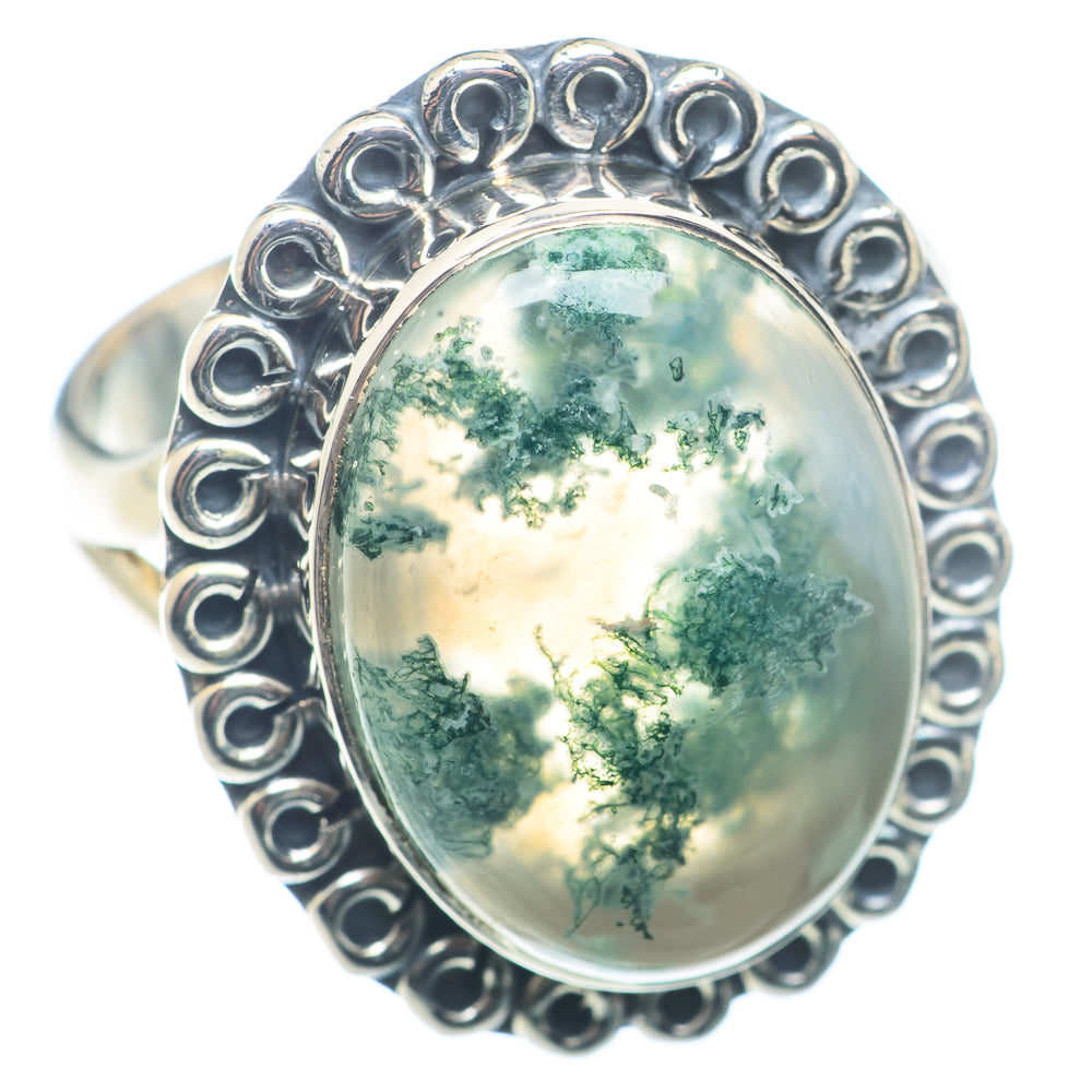 Green Moss Agate Rings handcrafted by Anasilvercos - RING72680