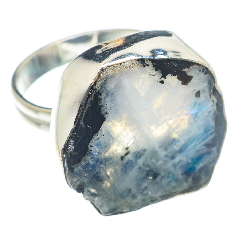 Rainbow Moonstone Rings handcrafted by Anasilvercos - RING72746
