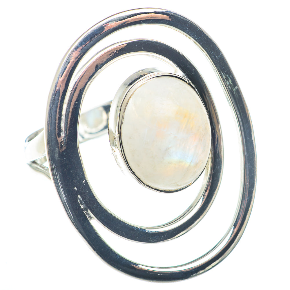 Rainbow Moonstone Rings handcrafted by Anasilvercos - RING72747