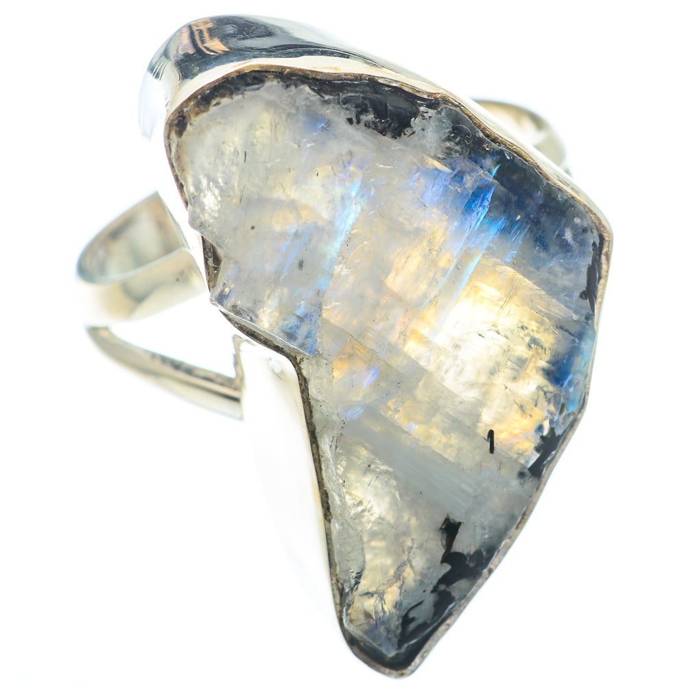 Rainbow Moonstone Rings handcrafted by Anasilvercos - RING72750