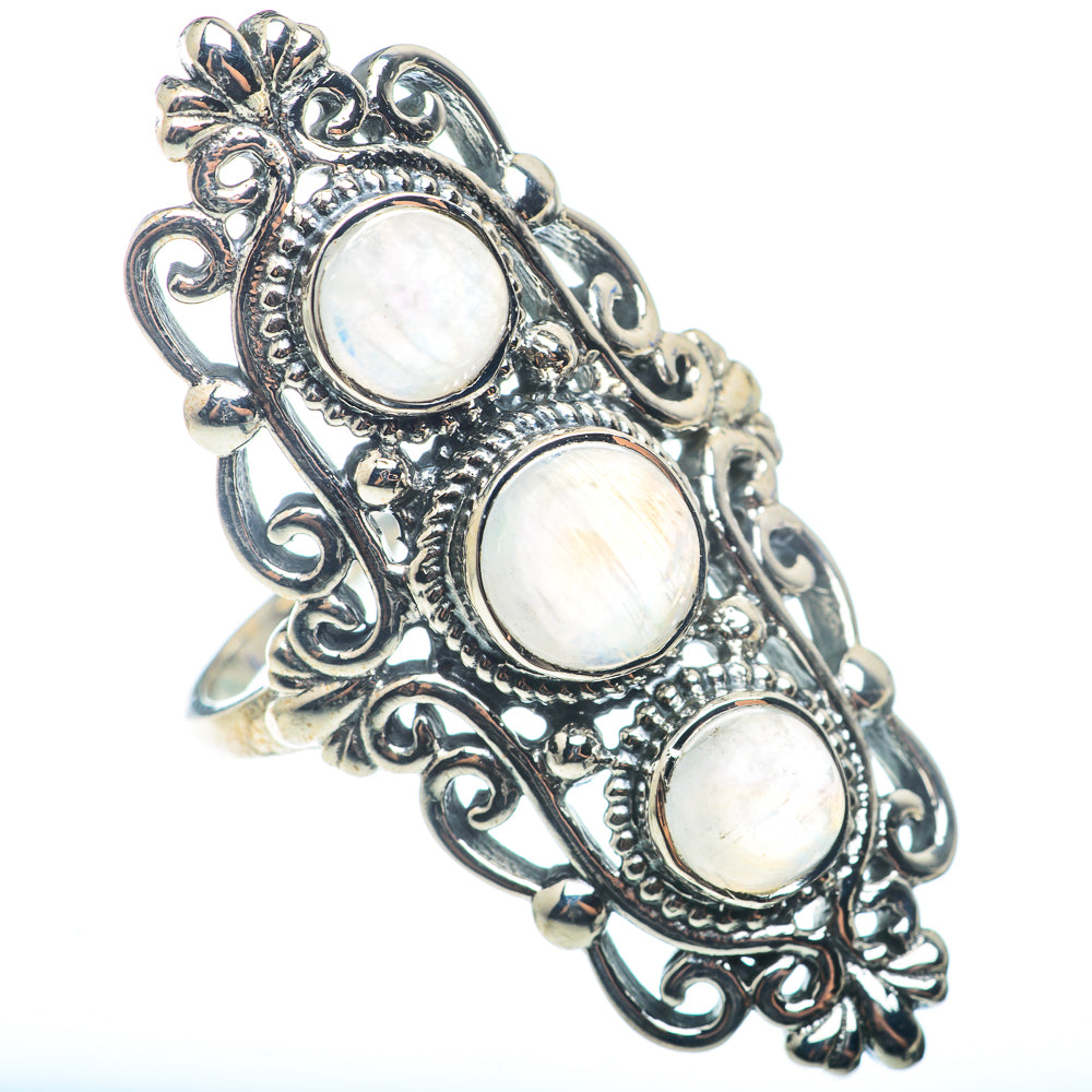 Rainbow Moonstone Rings handcrafted by Anasilvercos - RING72752