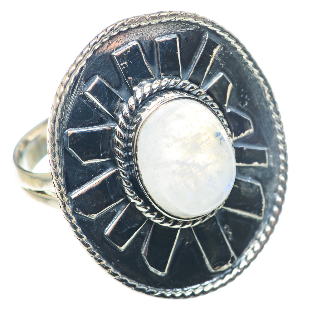 Rainbow Moonstone Rings handcrafted by Anasilvercos - RING72779