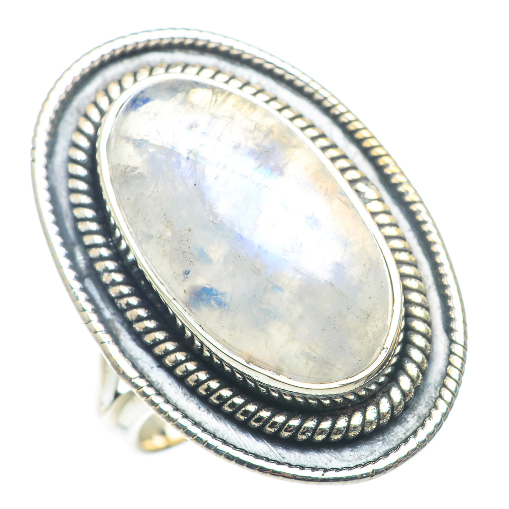 Rainbow Moonstone Rings handcrafted by Anasilvercos - RING72783