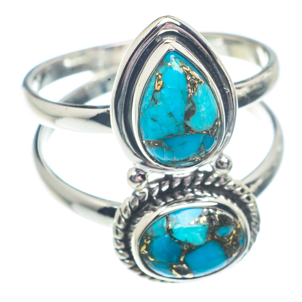 Blue Copper Composite Turquoise Rings handcrafted by Anasilvercos - RING72807