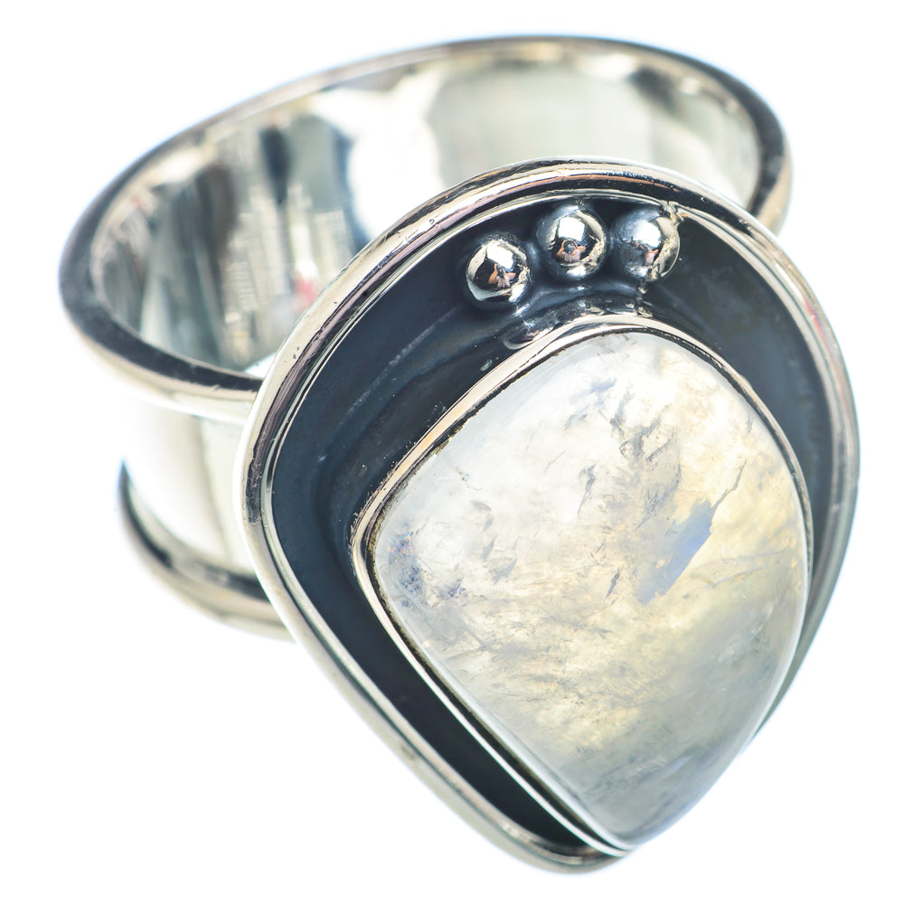 Rainbow Moonstone Rings handcrafted by Anasilvercos - RING72919